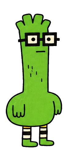 緑の長いキャラクター